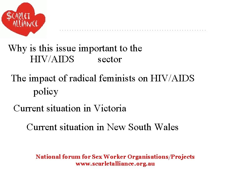 Why is this issue important to the HIV/AIDS sector The impact of radical feminists