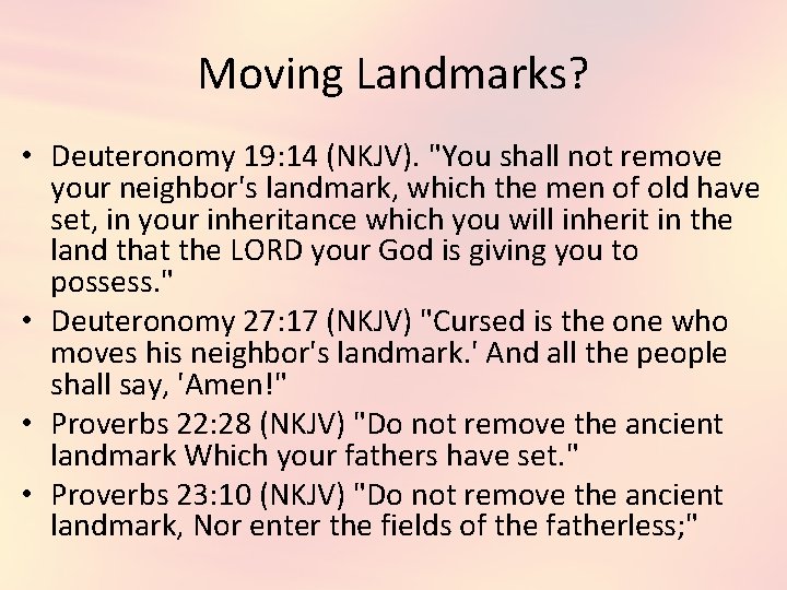 Spiritual Landmarks Were Important In The Old Testament