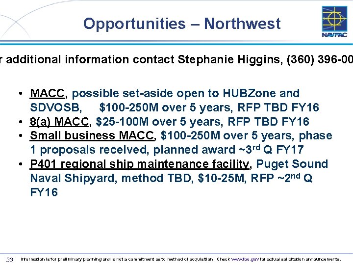 Opportunities – Northwest r additional information contact Stephanie Higgins, (360) 396 -00 • MACC,