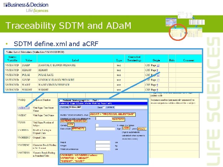 Traceability SDTM and ADa. M and a. CRF • SDTM define. xml 