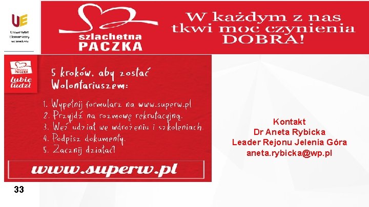 www. ue. wroc. pl 33 Kontakt Dr Aneta Rybicka Leader Rejonu Jelenia Góra aneta.