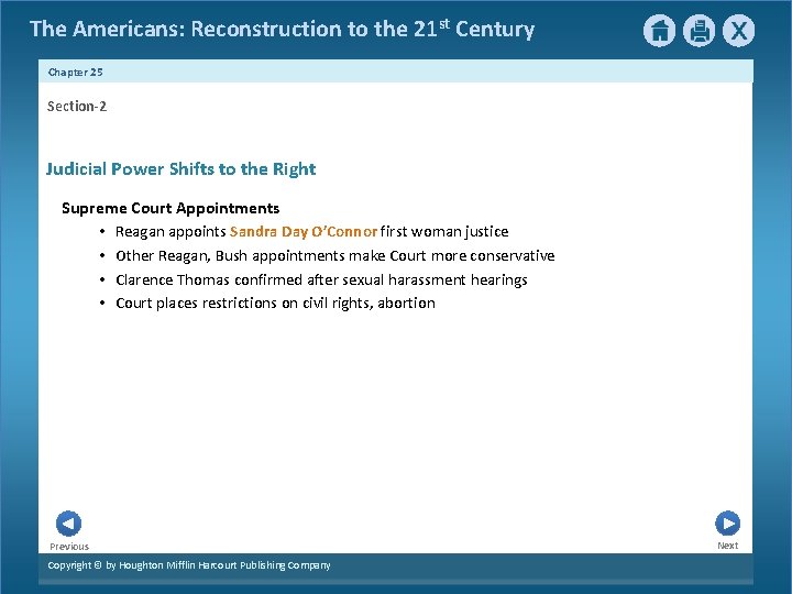 The Americans: Reconstruction to the 21 st Century Chapter 25 Section-2 Judicial Power Shifts