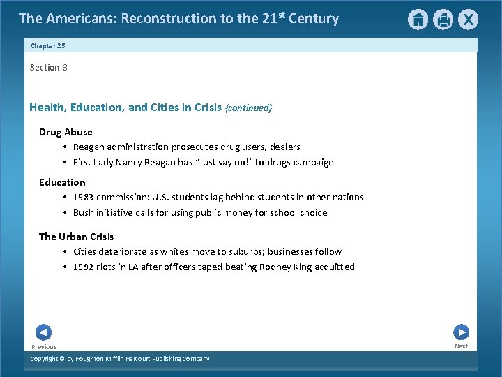 The Americans: Reconstruction to the 21 st Century Chapter 25 Section-3 Health, Education, and