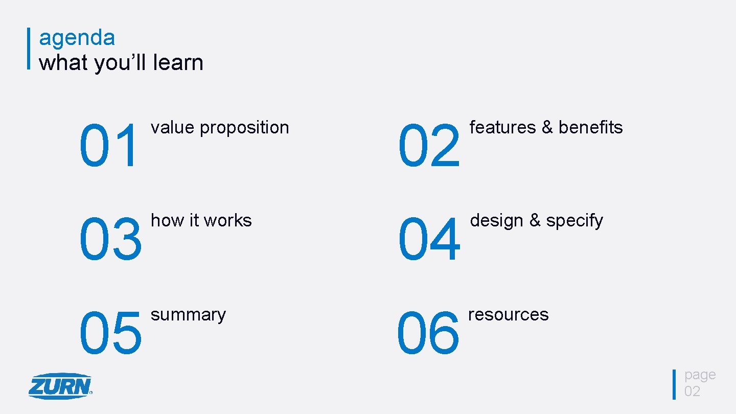 agenda what you’ll learn 01 value proposition 02 features & benefits 03 how it