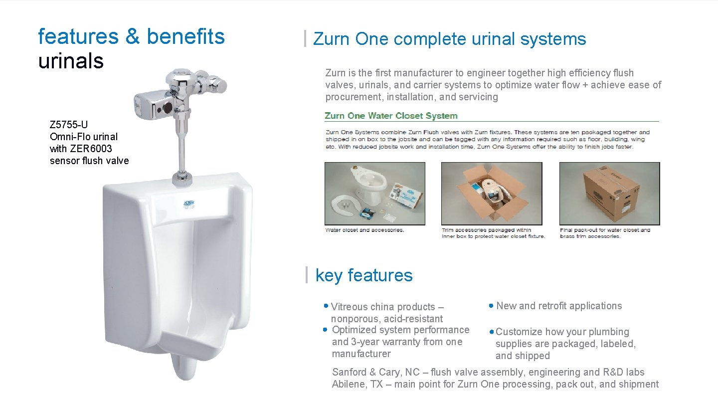 features & benefits urinals Zurn One complete urinal systems Zurn is the first manufacturer