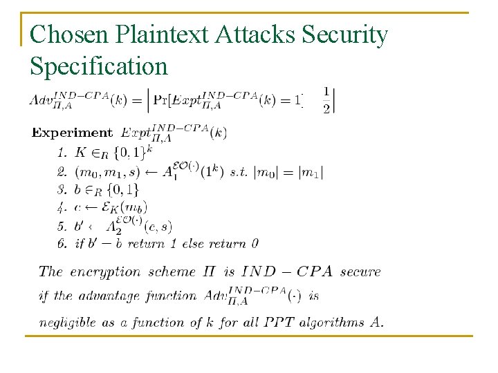 Chosen Plaintext Attacks Security Specification 