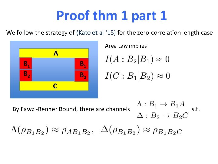 Proof thm 1 part 1 We follow the strategy of (Kato et al ‘