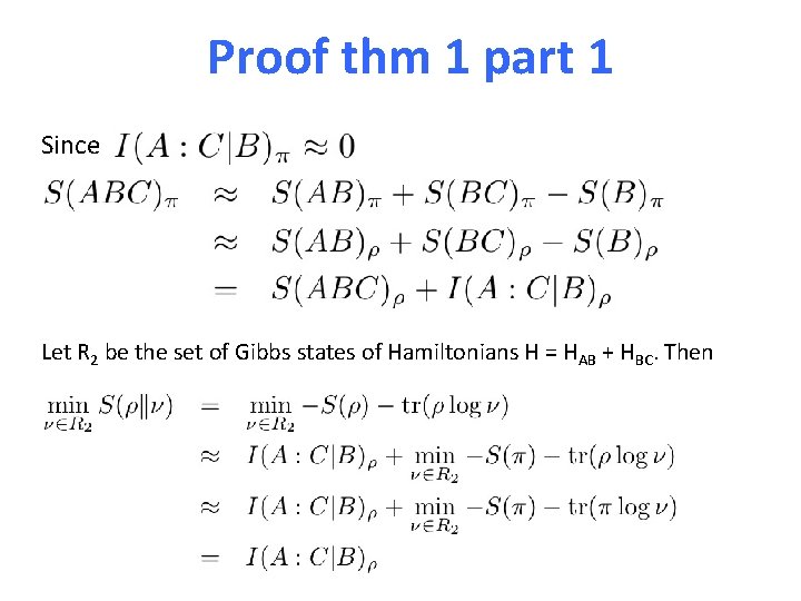 Proof thm 1 part 1 Since Let R 2 be the set of Gibbs