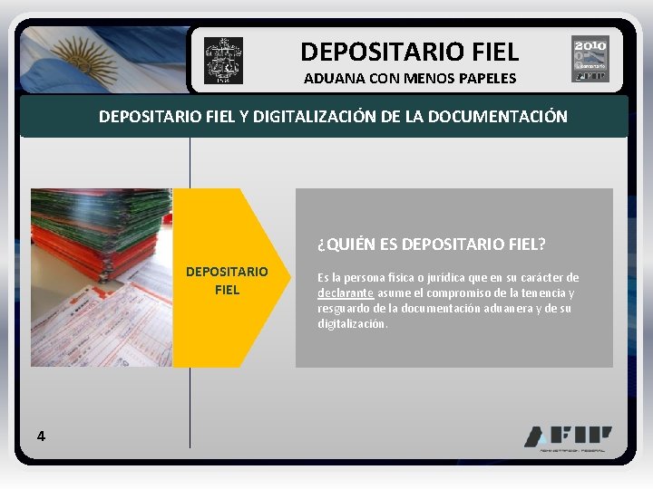  DEPOSITARIO FIEL ADUANA CON MENOS PAPELES DEPOSITARIO FIEL Y DIGITALIZACIÓN DE LA DOCUMENTACIÓN