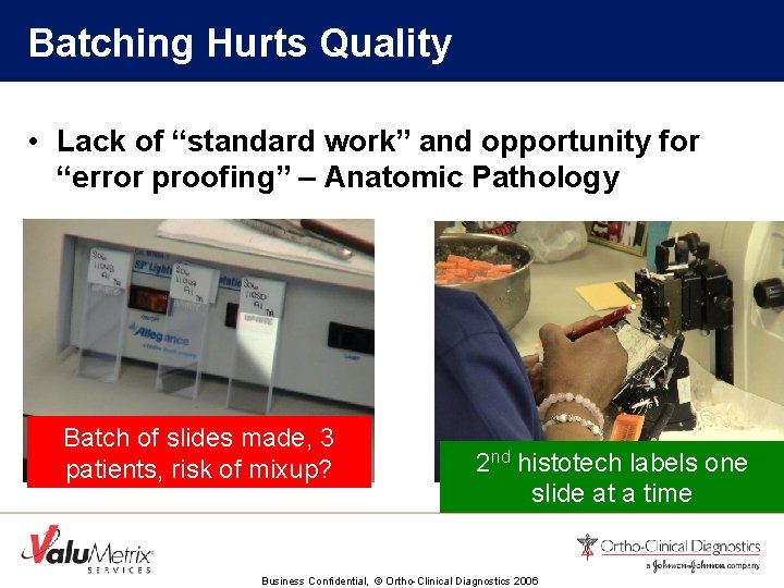 Batching Hurts Quality • Lack of “standard work” and opportunity for “error proofing” –