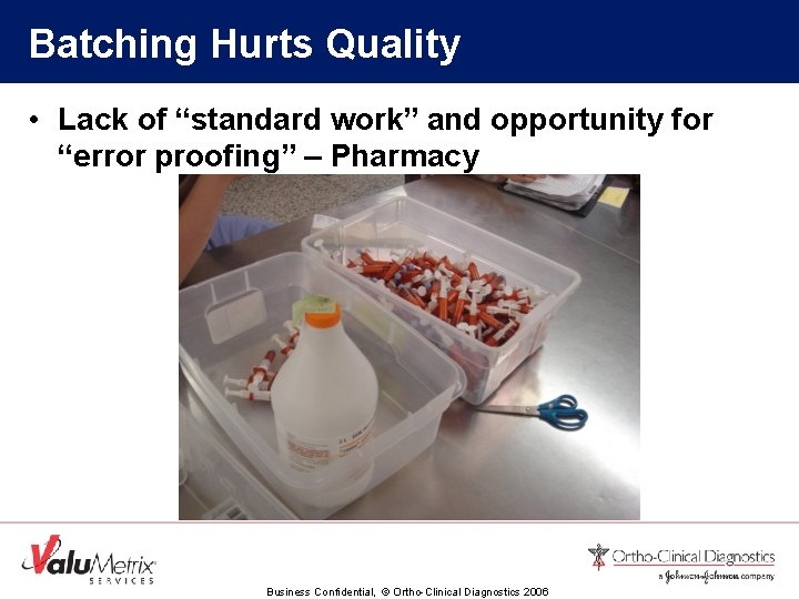 Batching Hurts Quality • Lack of “standard work” and opportunity for “error proofing” –