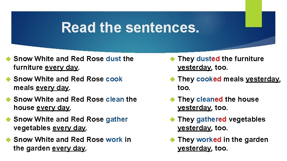 What did you do yesterday Read the sentences