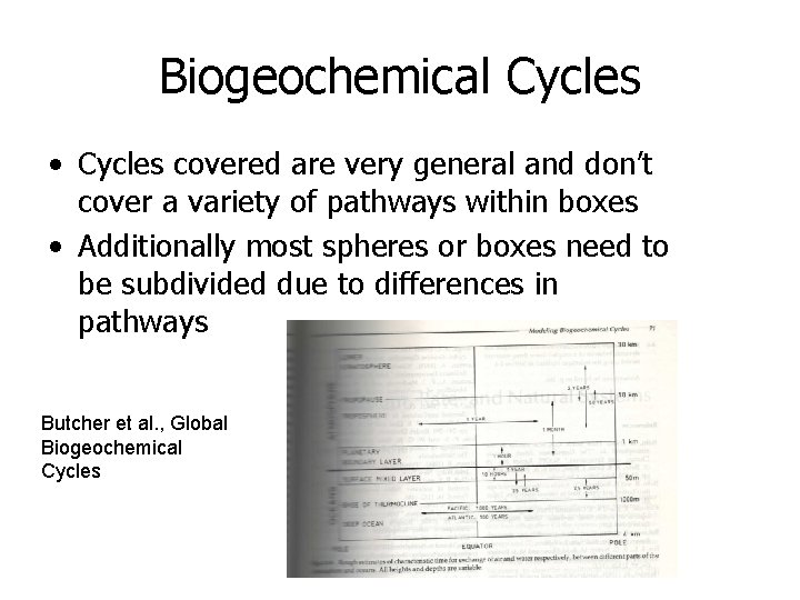 Biogeochemical Cycles • Cycles covered are very general and don’t cover a variety of