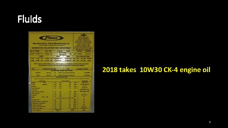Fluids 2018 takes 10 W 30 CK-4 engine oil 4 Fluids 2018 takes 10 W 30 CK-4 engine oil 4