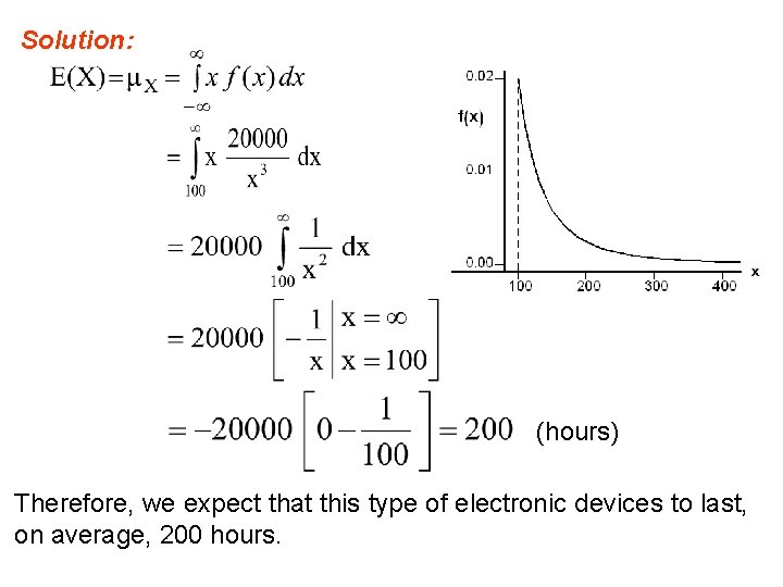 Solution: (hours) Therefore, we expect that this type of electronic devices to last, on