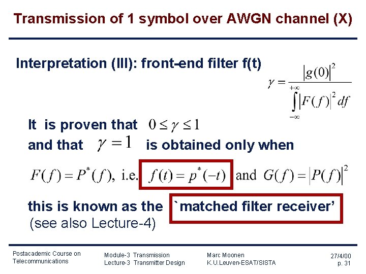 Module3 Transmission Lecture3 Marc Moonen Dept E