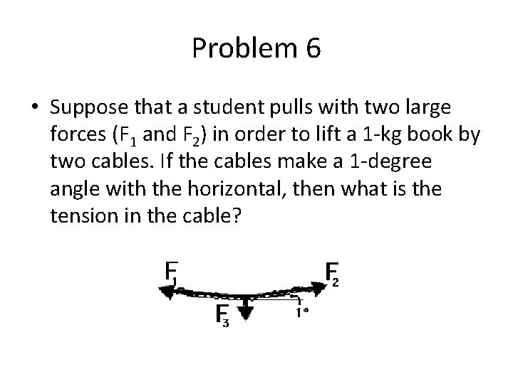 Problem 6 • Suppose that a student pulls with two large forces (F 1