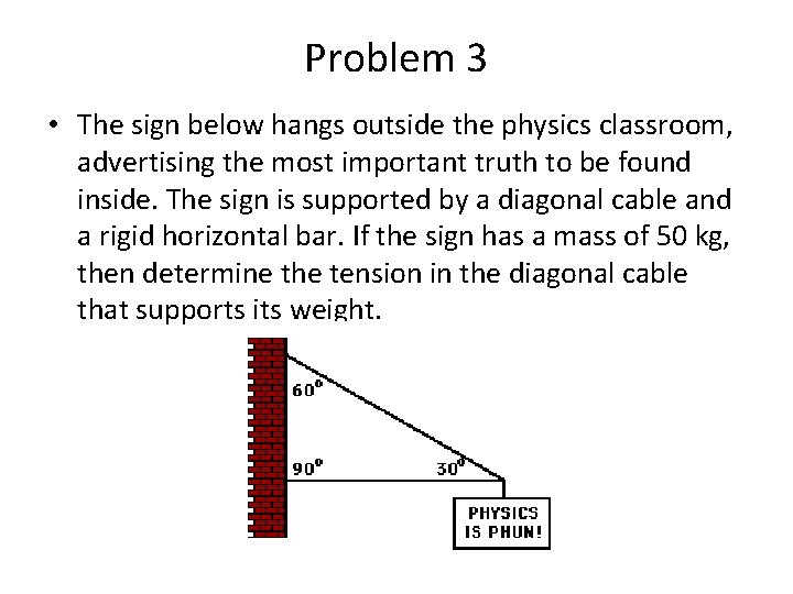 Problem 3 • The sign below hangs outside the physics classroom, advertising the most
