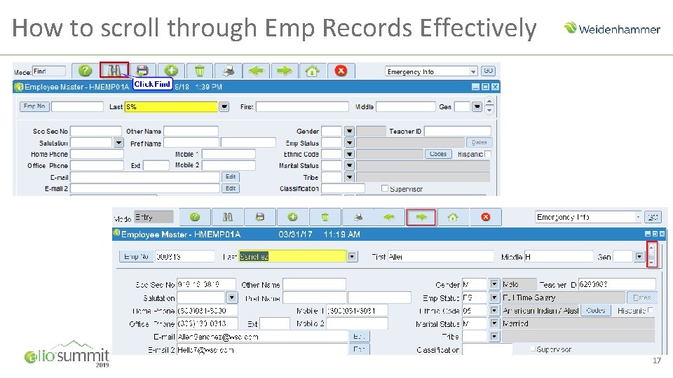 How to scroll through Emp Records Effectively 17 