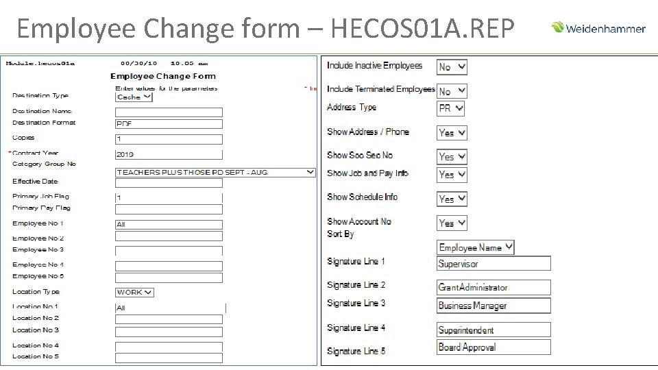 Employee Change form – HECOS 01 A. REP 53 