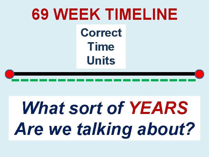 69 WEEK TIMELINE Correct Time Units ----------What sort of YEARS Are we talking about?