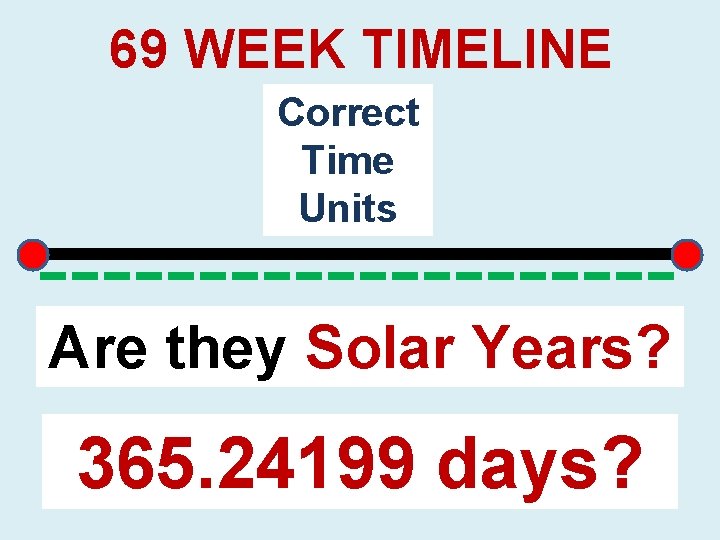 69 WEEK TIMELINE Correct Time Units ----------Are they Solar Years? 365. 24199 days? 