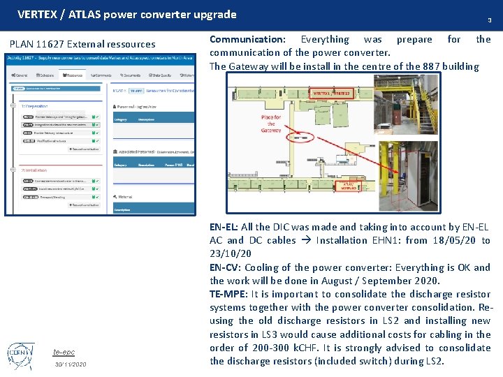 VERTEX / ATLAS power converter upgrade PLAN 11627 External ressources te-epc 30/11/2020 3 Communication: