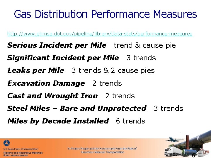 Gas Distribution Performance Measures http: //www. phmsa. dot. gov/pipeline/library/data-stats/performance-measures Serious Incident per Mile trend