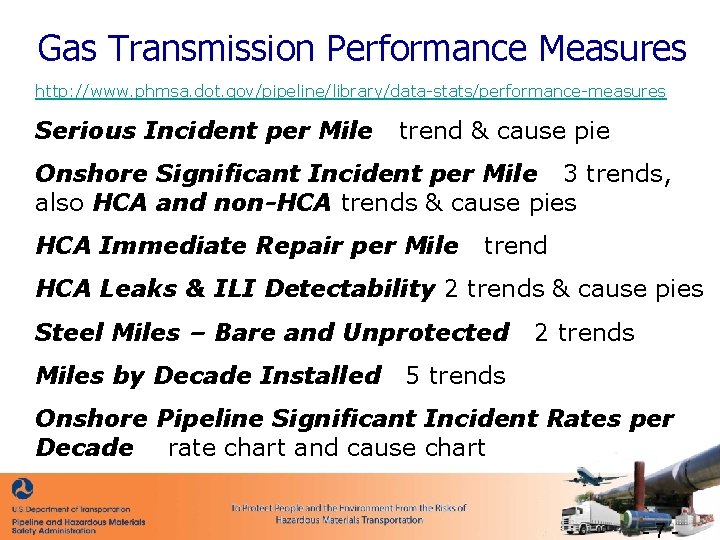 Gas Transmission Performance Measures http: //www. phmsa. dot. gov/pipeline/library/data-stats/performance-measures Serious Incident per Mile trend