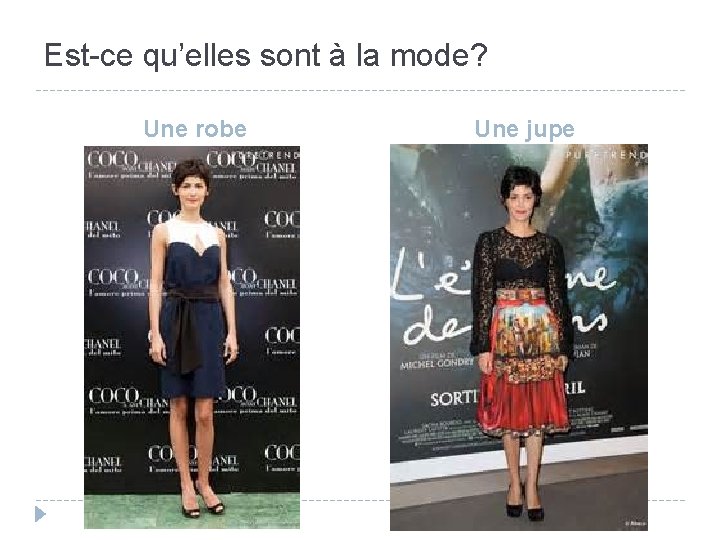 Est-ce qu’elles sont à la mode? Une robe Une jupe 