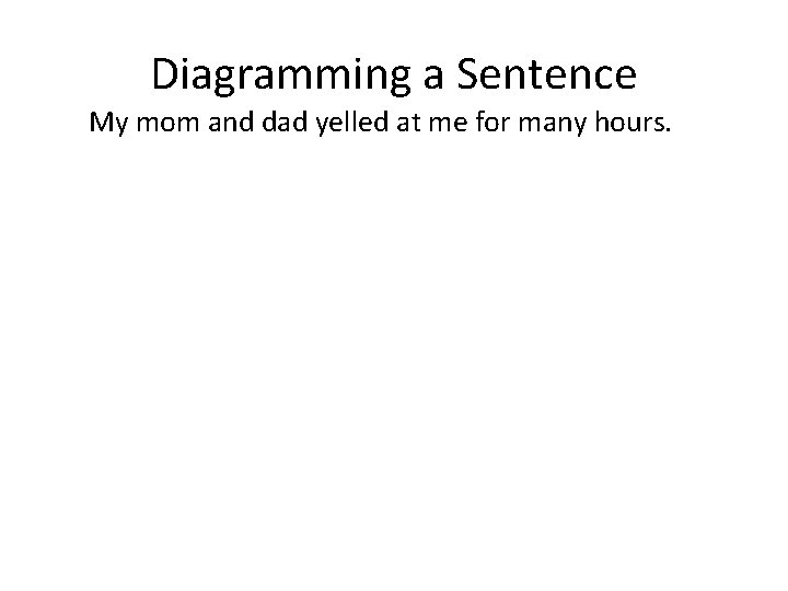 Diagramming a Sentence My mom and dad yelled at me for many hours. 