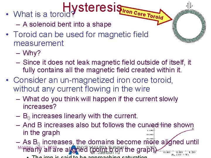  • Hysteresis Iron C ore To What is a toroid? r – A