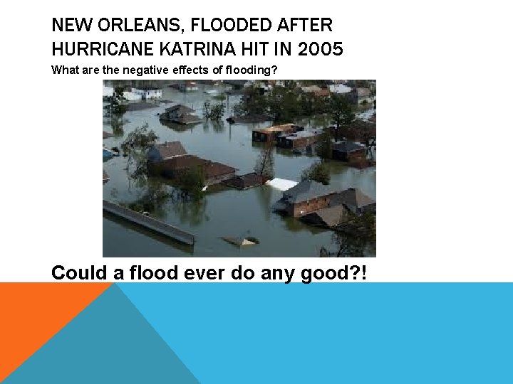 NEW ORLEANS, FLOODED AFTER HURRICANE KATRINA HIT IN 2005 What are the negative effects