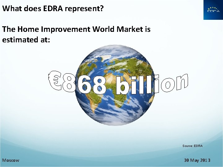 What does EDRA represent? The Home Improvement World Market is estimated at: Source: EDRA What does EDRA represent? The Home Improvement World Market is estimated at: Source: EDRA