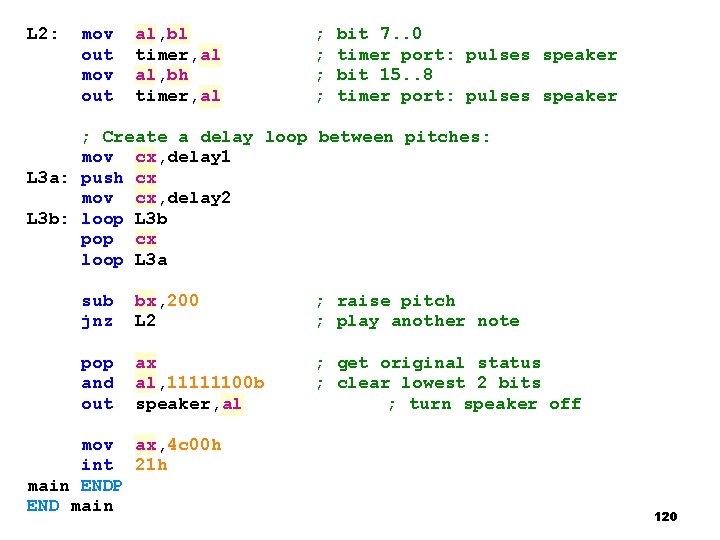 L 2: mov out al, bl timer, al al, bh timer, al ; ;