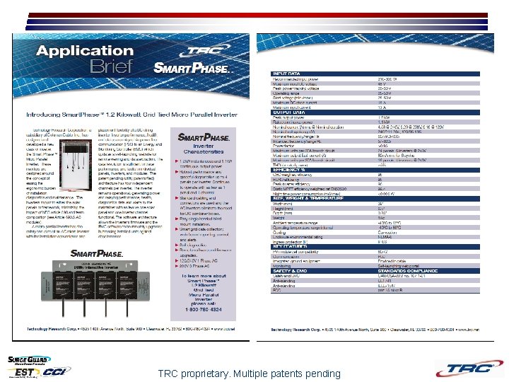 TRC proprietary. Multiple patents pending TRC proprietary. Multiple patents pending