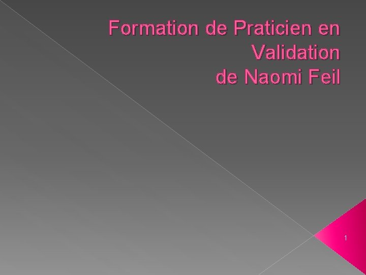 Formation de Praticien en Validation de Naomi Feil 1 