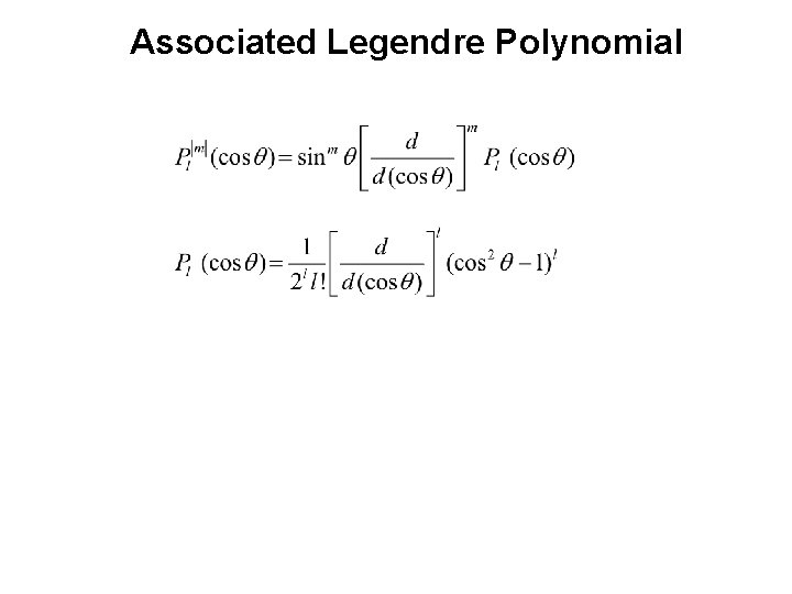 Associated Legendre Polynomial 