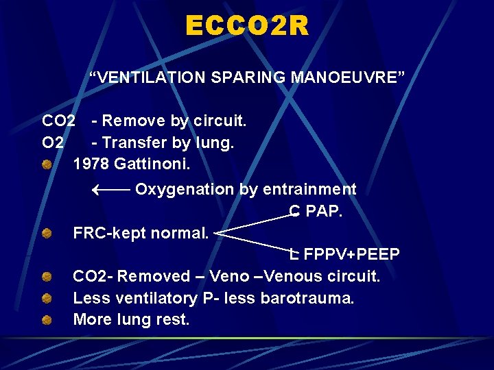 ECCO 2 R “VENTILATION SPARING MANOEUVRE” CO 2 - Remove by circuit. O 2