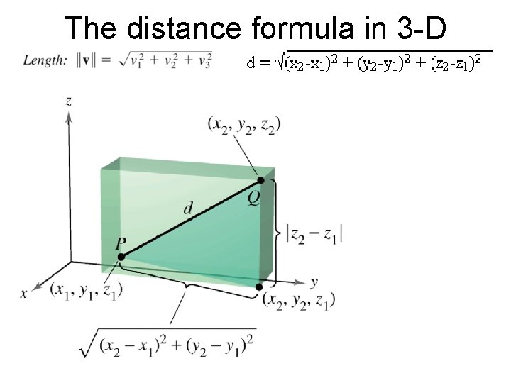 The distance formula in 3 -D 