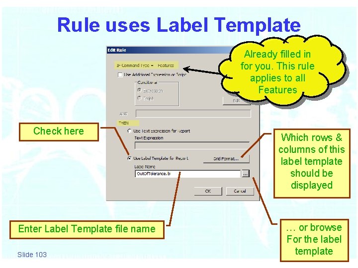 Rule uses Label Template Already filled in for you. This rule applies to all