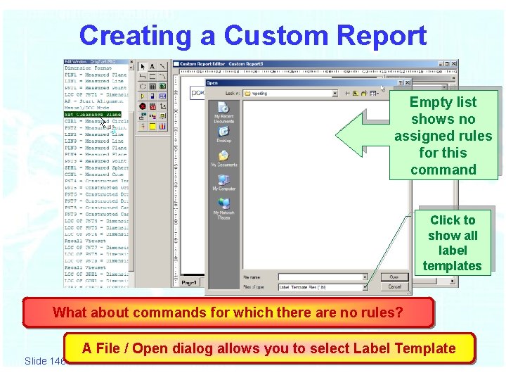 Creating a Custom Report Empty list shows no assigned rules for this command Click