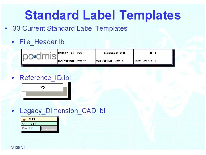 Standard Label Templates • 33 Current Standard Label Templates • File_Header. lbl • Reference_ID.