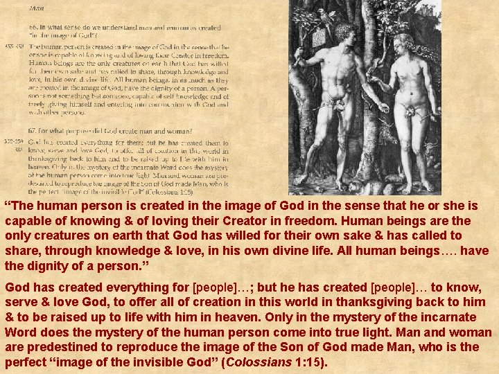“The human person is created in the image of God in the sense that