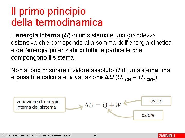Il primo principio della termodinamica L’energia interna (U) di un sistema è una grandezza