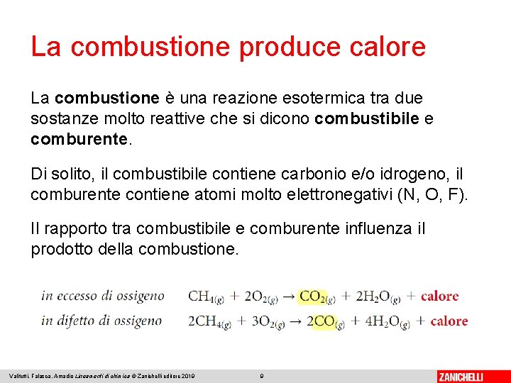 La combustione produce calore La combustione è una reazione esotermica tra due sostanze molto