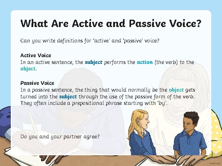 What Are Active and Passive Voice? Can you write definitions for ‘active’ and ‘passive’