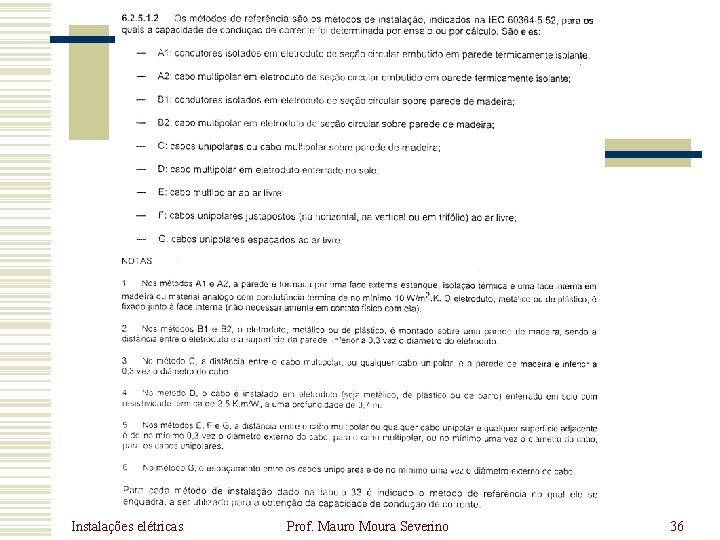 Instalações elétricas Prof. Mauro Moura Severino 36 Instalações elétricas Prof. Mauro Moura Severino 36