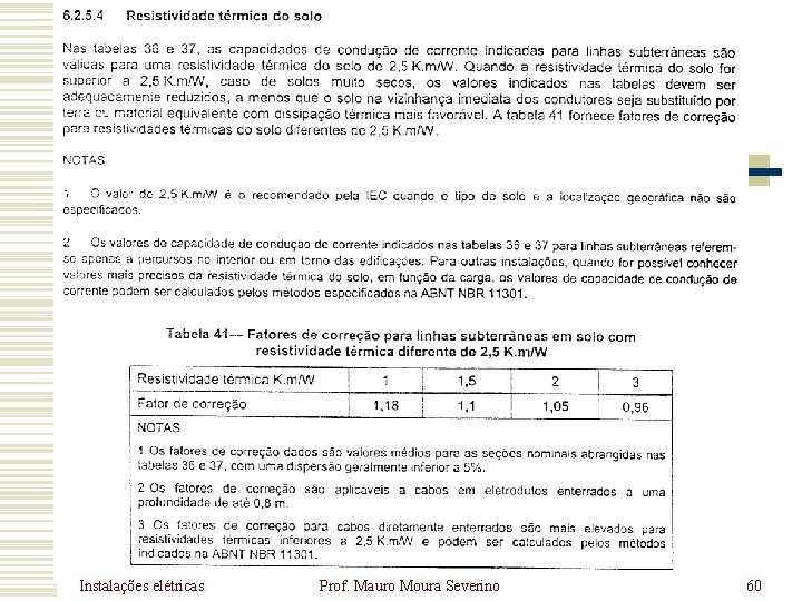 Instalações elétricas Prof. Mauro Moura Severino 60 Instalações elétricas Prof. Mauro Moura Severino 60