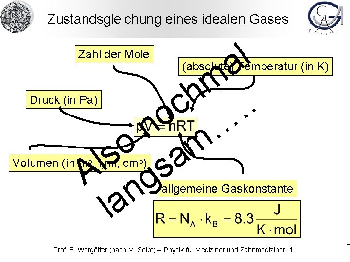 Zustandsgleichung eines idealen Gases l a m h. c. o n … o m